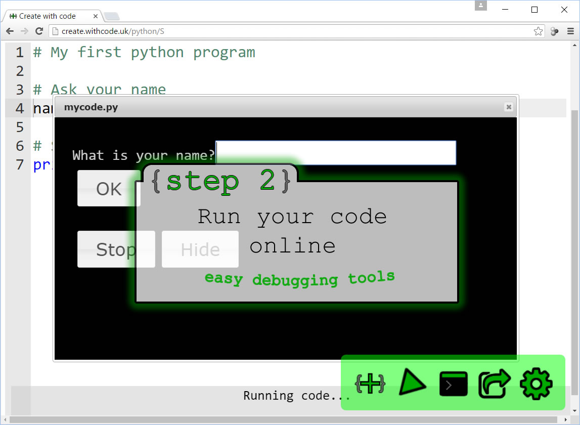 Use create.withcode.uk to run your python code in your browser