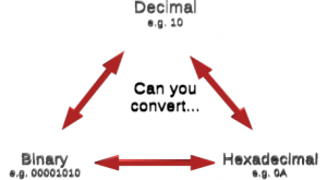 Can you convert between binary, hex and decimal