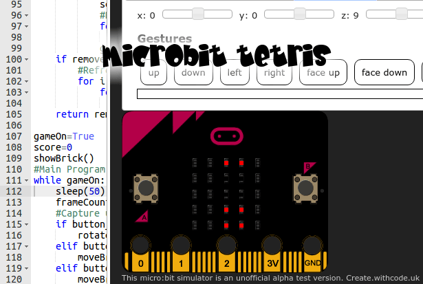 microbit Tetris in python