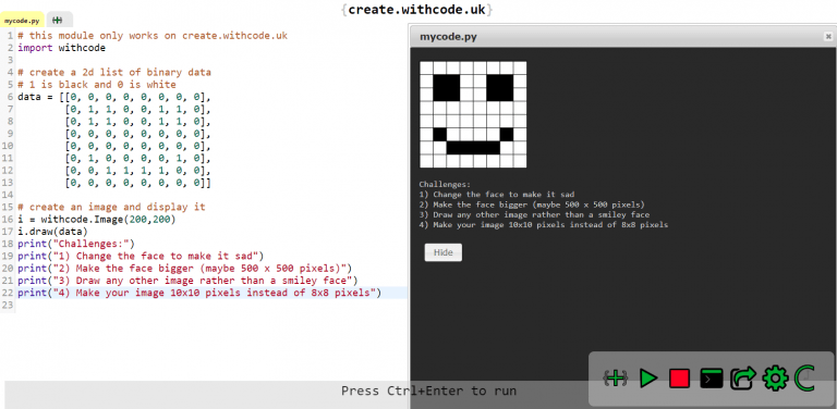 Python simulator with images | blog.withcode.uk