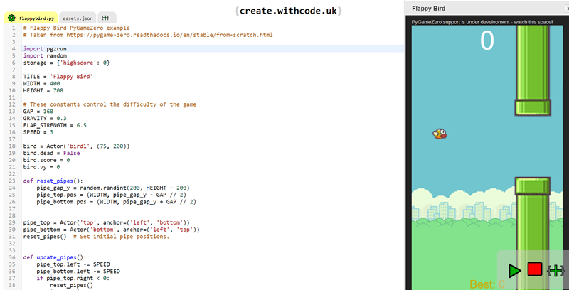 Create games with python: Flappy Bird with PyGameZero